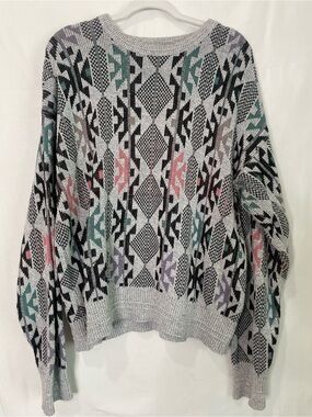Vintage 80's Jantzen Bold Geometric Knit Grandpa Cabincore Sweater (XL)